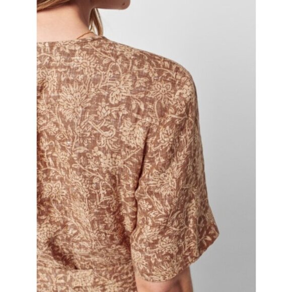💕FAHERTY💕 Ashley Linen Dress ~ Bronze Riviera Floral XS NWT - Picture 6 of 16